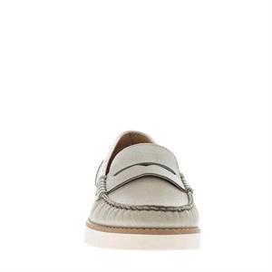 Carl Scarpa Lucentia Grey Leather Wedge Loafers